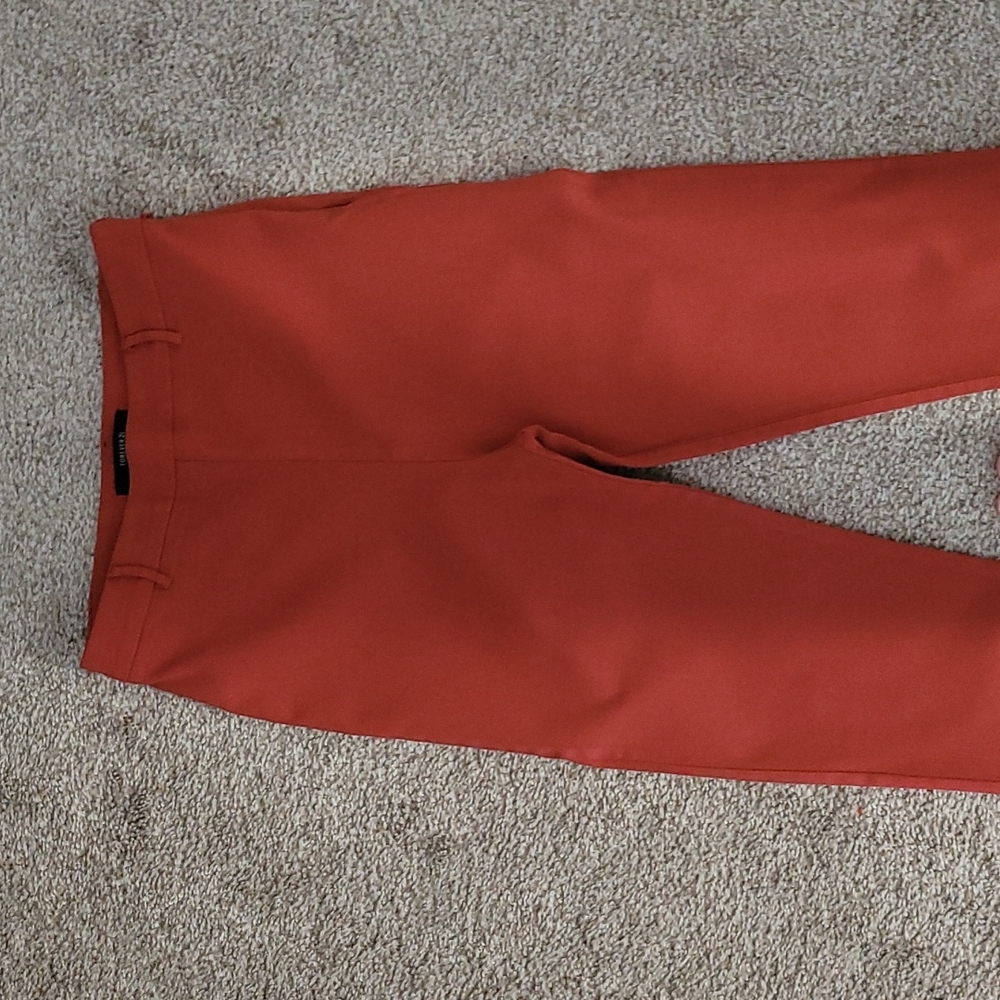 Orange straight leg stretchy pants